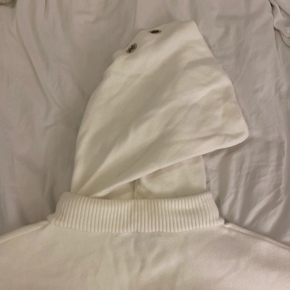 Zara White Cropped Hoodie with Metal Ring Details Size M - Picture 6 of 6